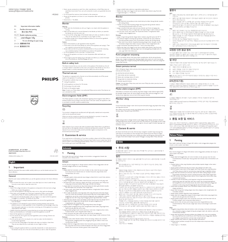 Page 1 de la notice Brochure Philips HR2860
