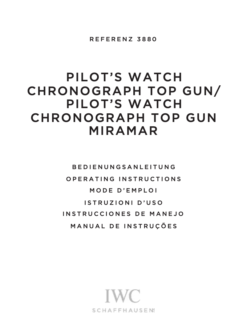 Page 1 de la notice Manuel utilisateur IWC Pilot Chronograph 3880