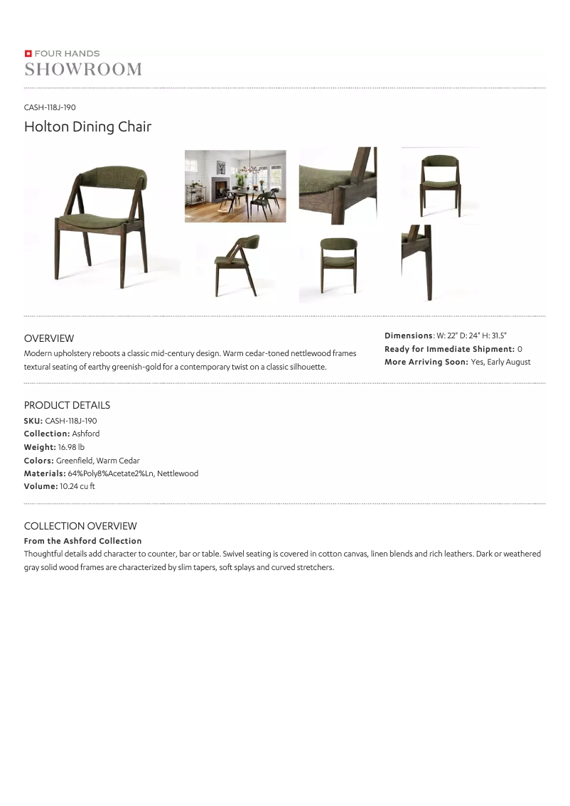 Page 1 de la notice Manuel utilisateur Four Hands CASH-118J-190