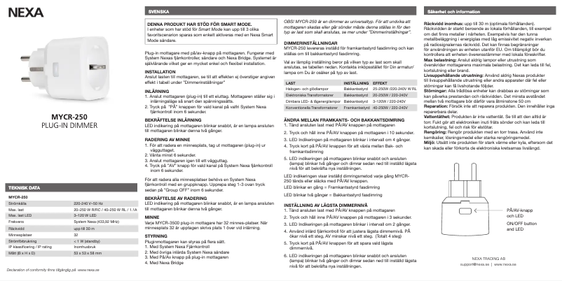 Page 1 de la notice Manuel utilisateur Nexa MYCR-250
