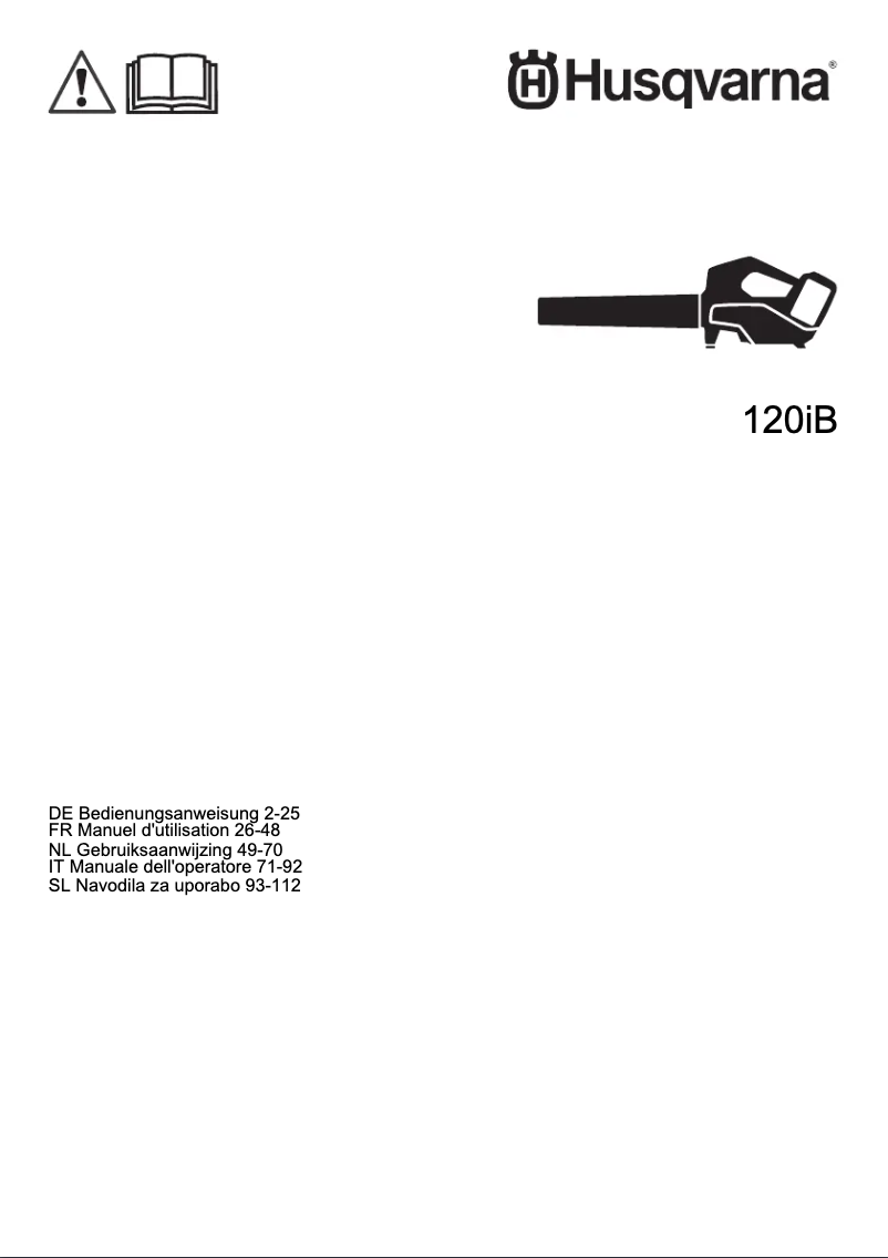 Page 1 de la notice Manuel utilisateur Husqvarna 120iB