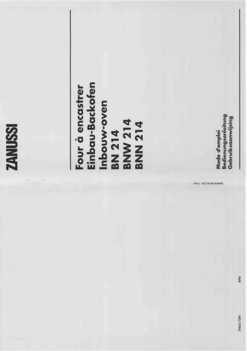 Page 1 de la notice Manuel utilisateur Zanussi BNN214