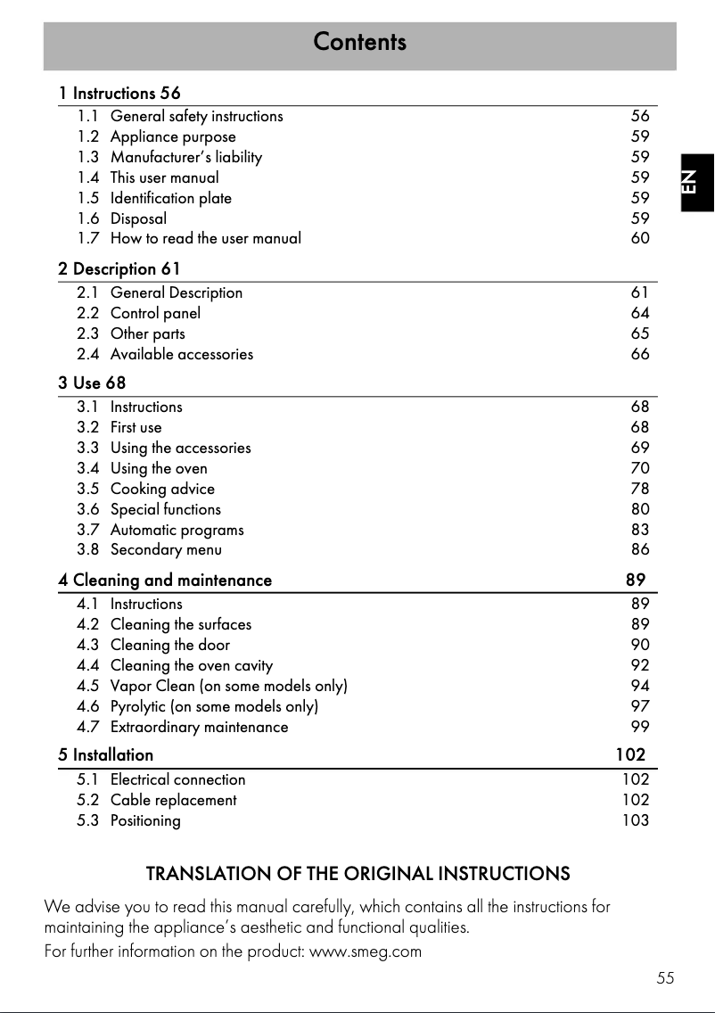 Page 1 de la notice Brochure Smeg SF6102TVS