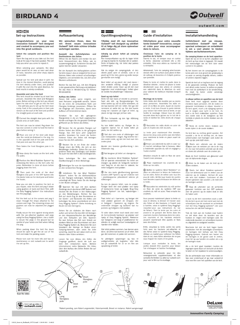 Page 1 de la notice Manuel utilisateur Outwell DeLuxe Green Birdland 4