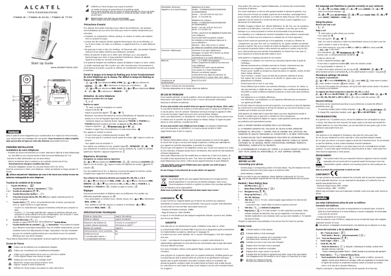 Page 1 de la notice Manuel utilisateur Alcatel F580-S Duo