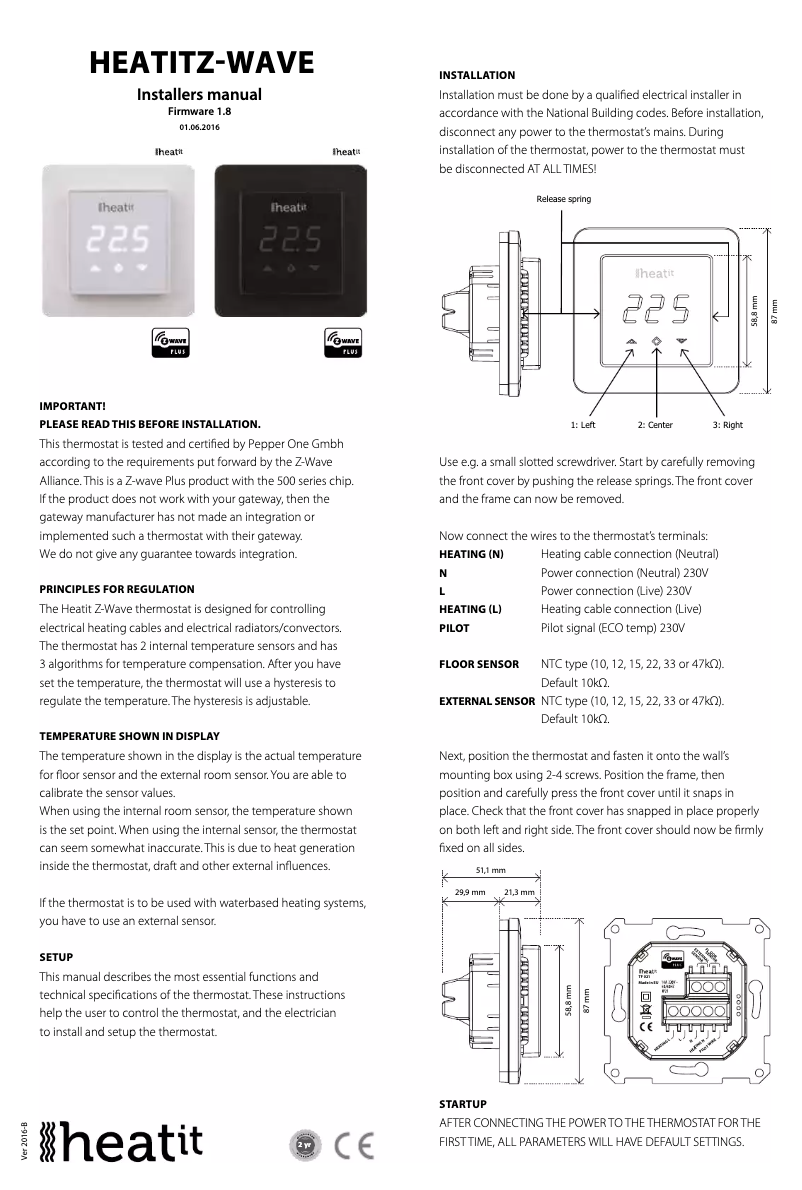 Página 1 del manual Manual de usuario Heatit Z-Wave Plus
