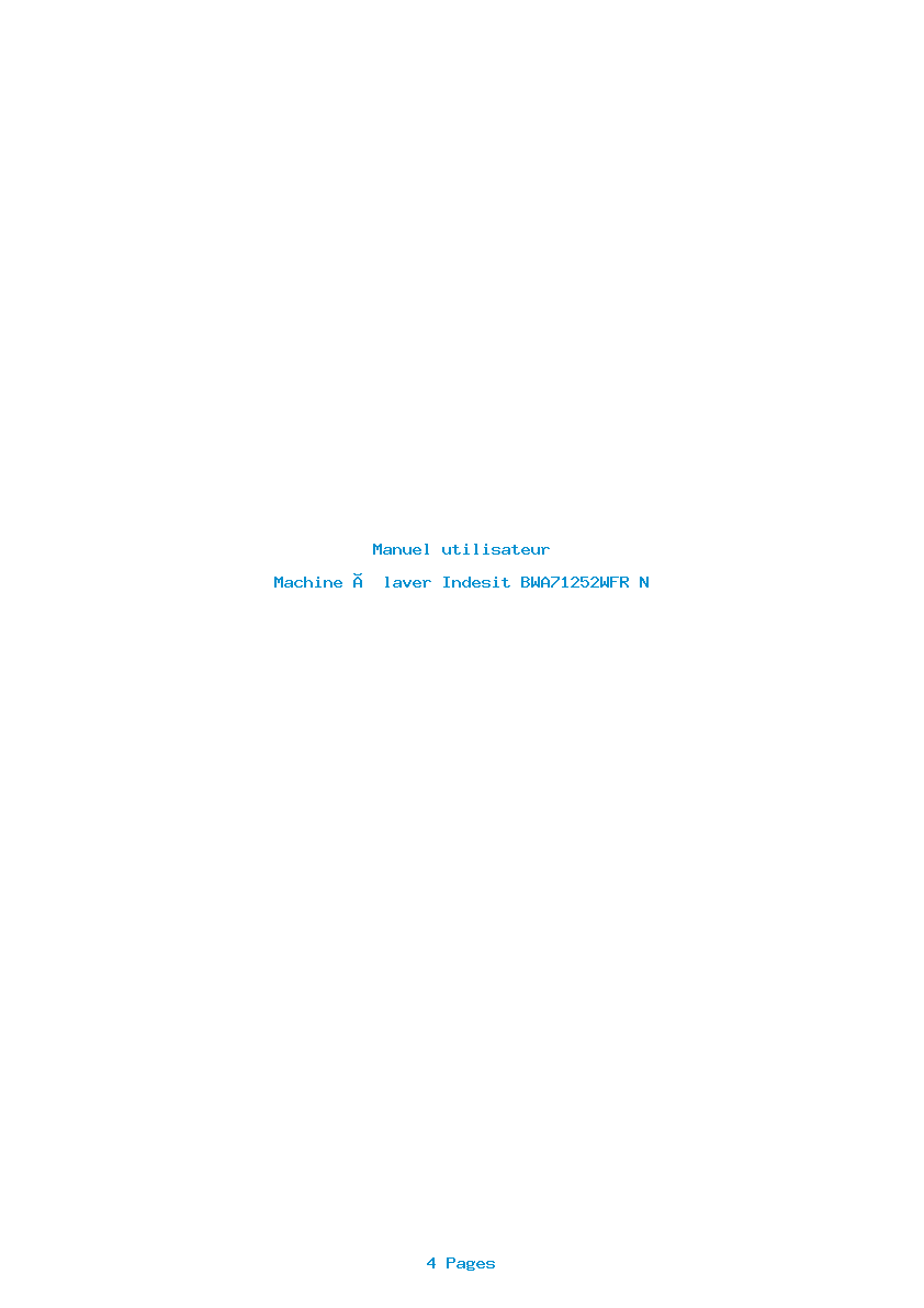 Page 1 de la notice Manuel utilisateur Indesit BWA71252WFR N