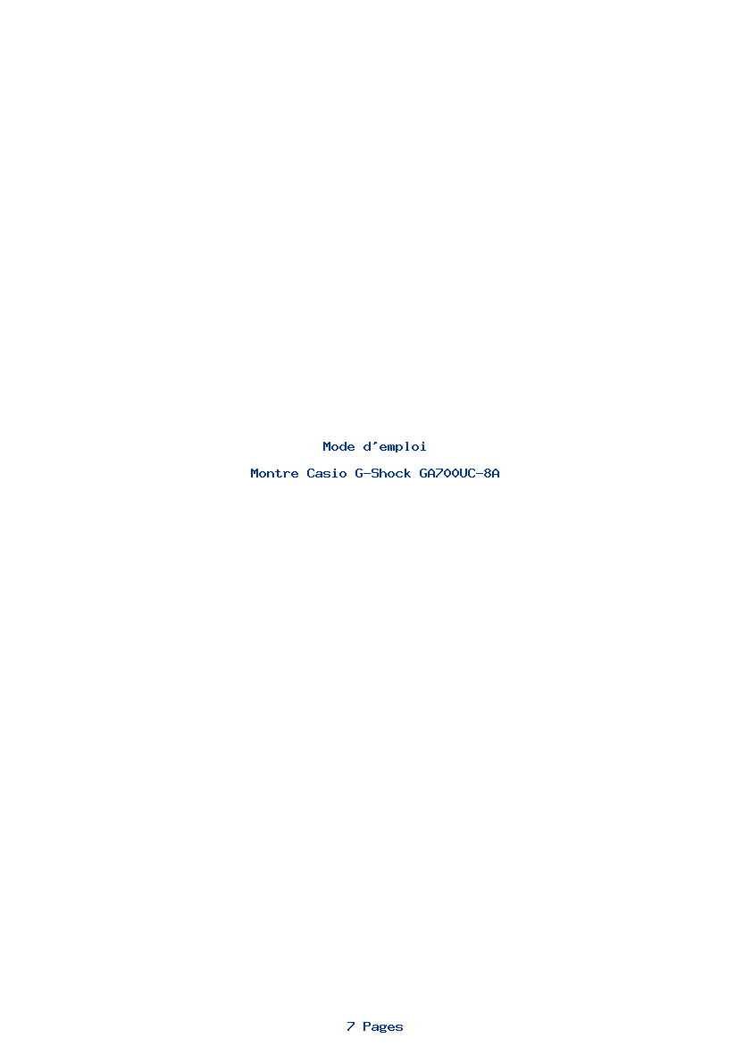 Page 1 de la notice Mode d'emploi Casio G-Shock GA700UC-8A