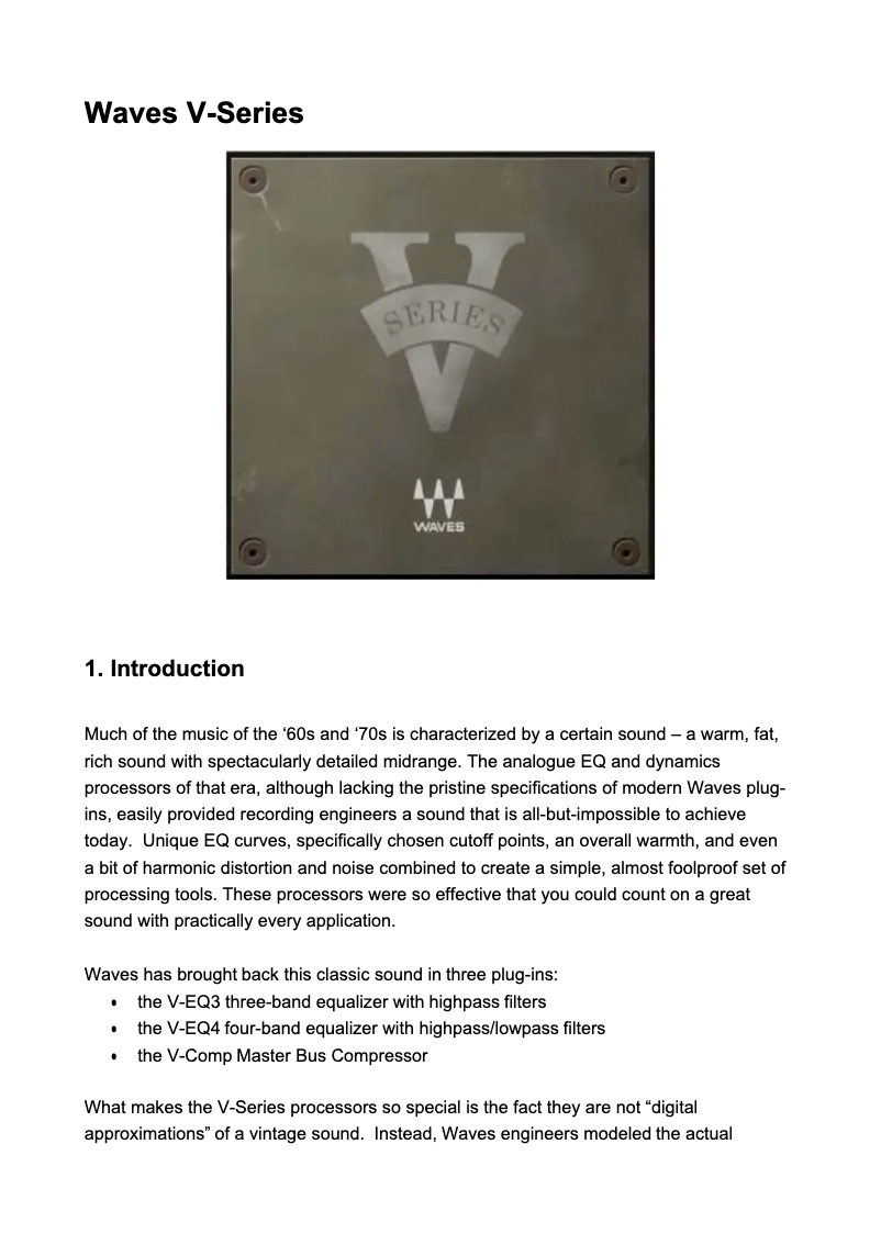 Página 1 del manual Manual de usuario Waves V-EQ3