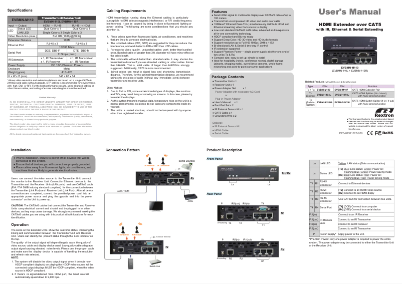 Page 1 de la notice Manuel utilisateur Optoma EVBMN-M110