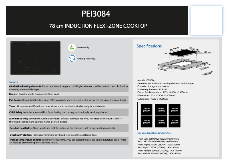 Page 1 de la notice Fiche technique Silverline PEI 3084