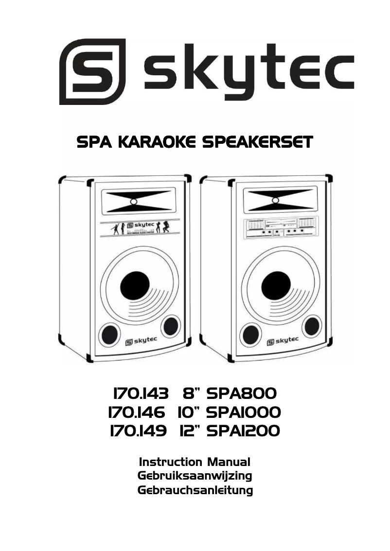 Page 1 de la notice Manuel utilisateur Skytec SPA Karaoke Speakerset 10 inch