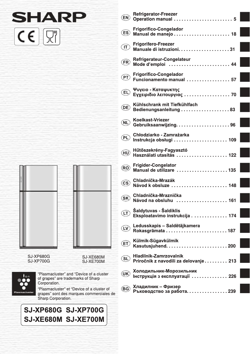 Page 1 de la notice Manuel utilisateur Sharp SJ-XP680GSL