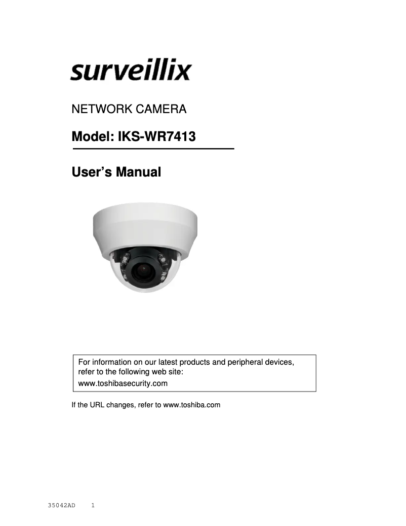 Page 1 de la notice Manuel utilisateur Toshiba IKS-WR7413