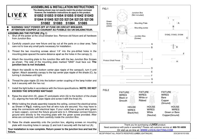 Page 1 de la notice Manuel utilisateur Livex Lighting Meridian 51084-91