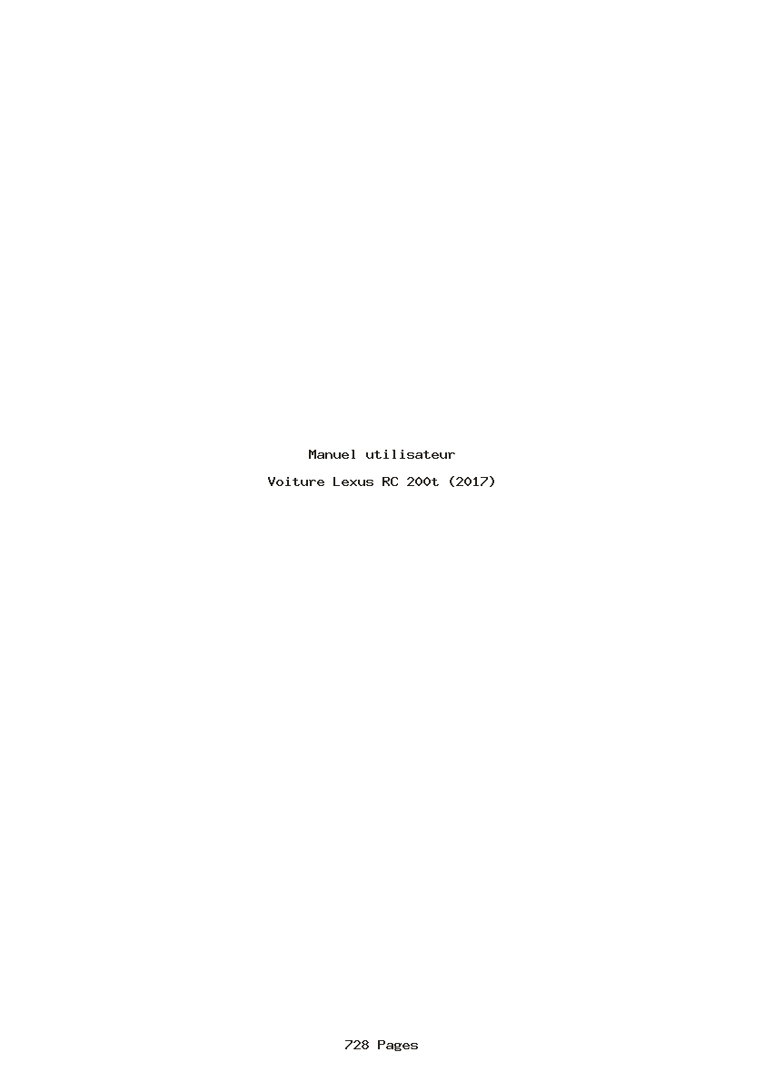 Page 1 de la notice Manuel utilisateur Lexus RC 200t (2017)