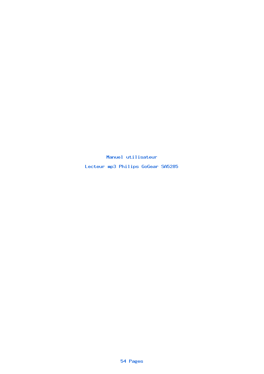 Page 1 de la notice Manuel utilisateur Philips GoGear SA5285