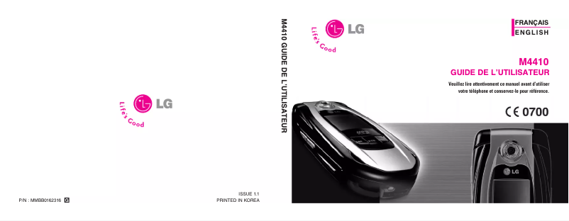 Page 1 de la notice Manuel utilisateur LG M4410