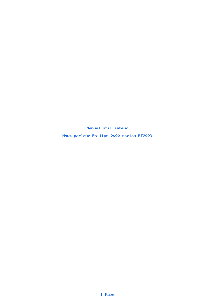 Page 1 de la notice Manuel utilisateur Philips 2000 series BT2003