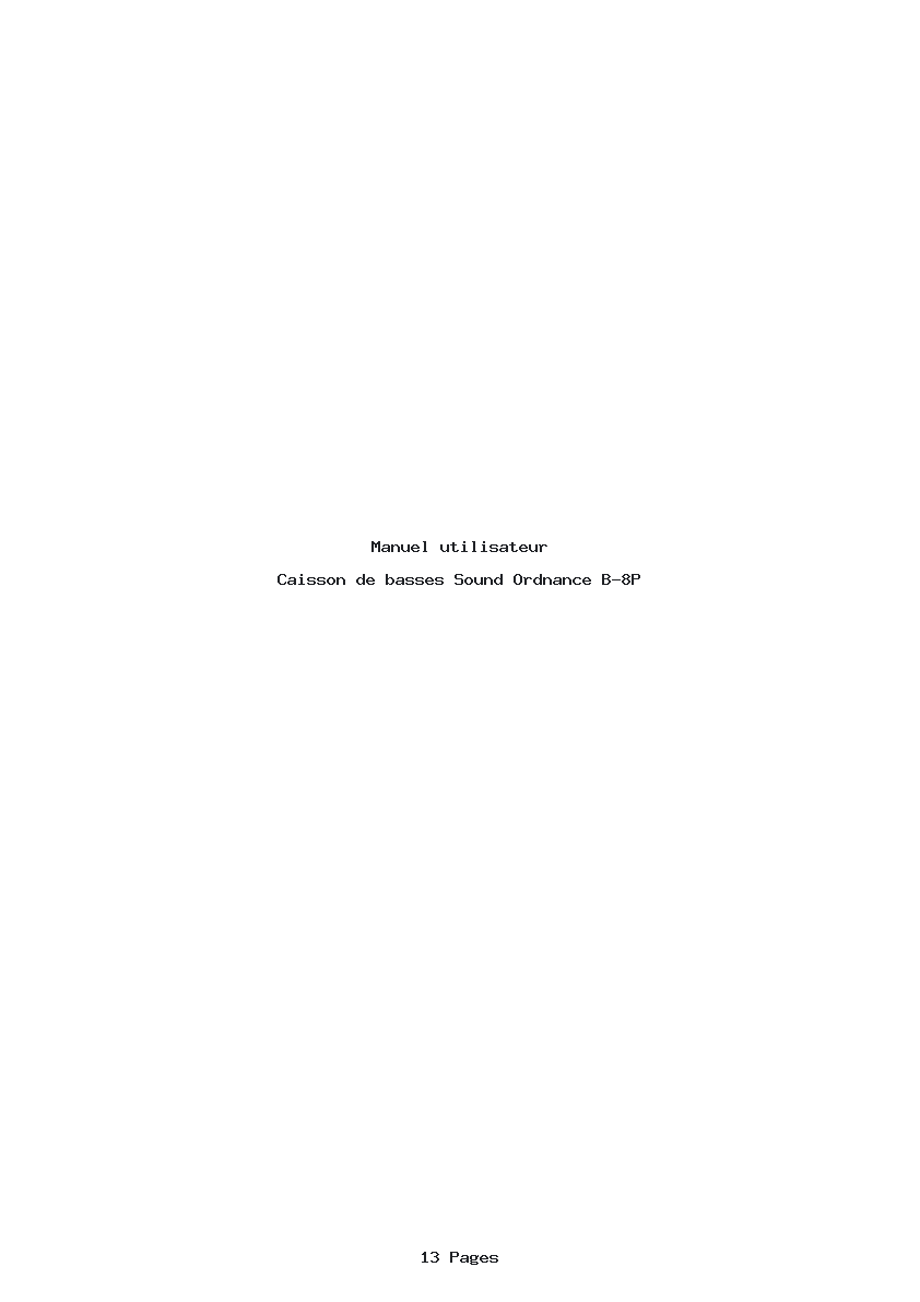 Page 1 de la notice Manuel utilisateur Sound Ordnance B-8P