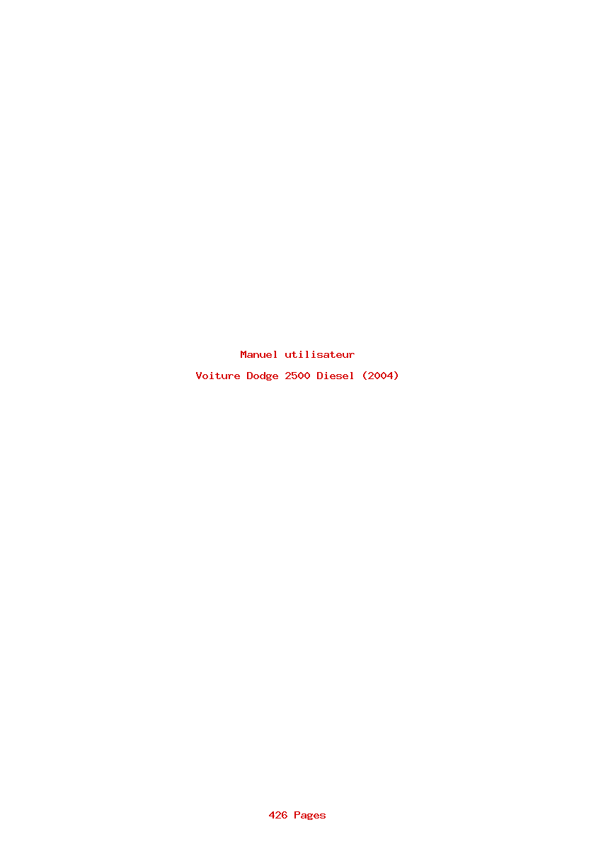 Page 1 de la notice Manuel utilisateur Dodge 2500 Diesel (2004)