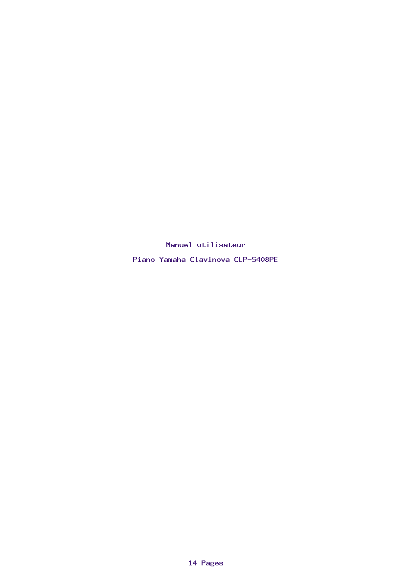 Page 1 de la notice Manuel utilisateur Yamaha Clavinova CLP-S408PE