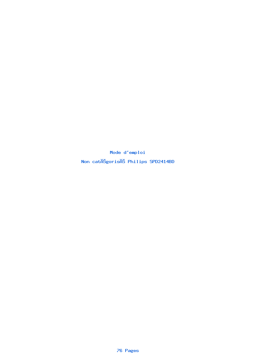 Page 1 de la notice Mode d'emploi Philips SPD2414BD