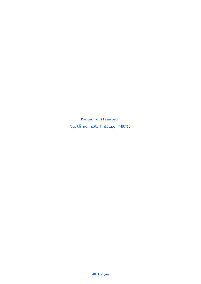 Page 1 de la notice Manuel utilisateur Philips FWD798