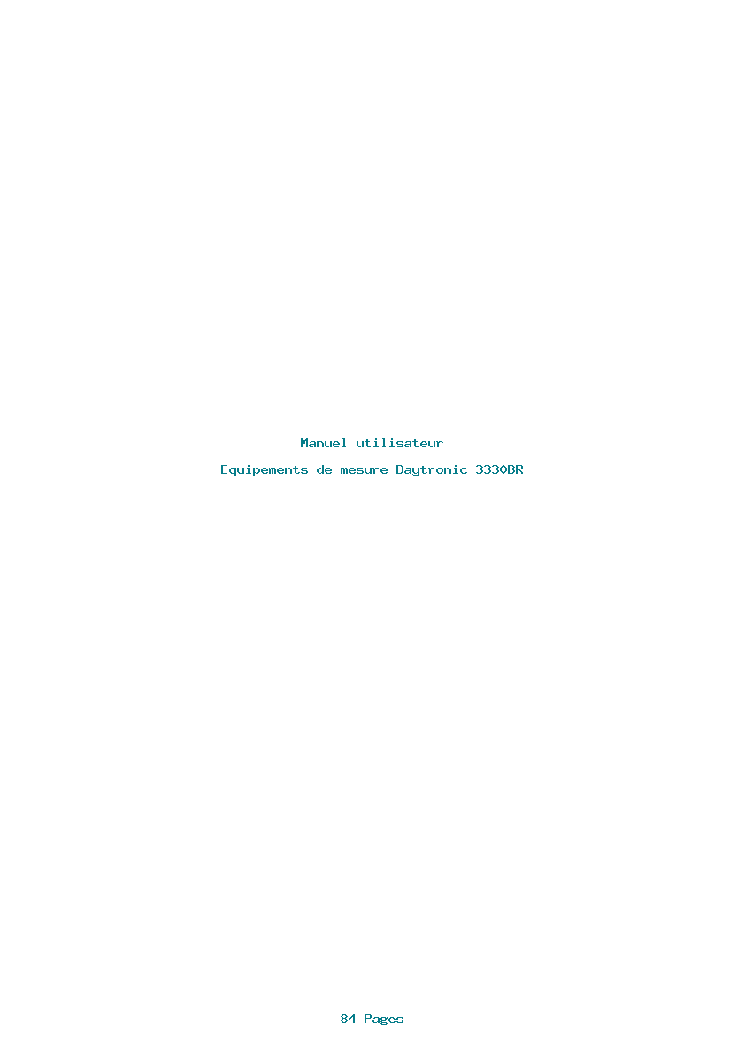 Page 1 de la notice Manuel utilisateur Daytronic 3330BR