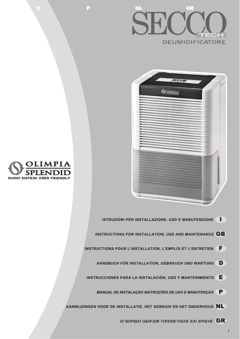 Page 1 de la notice Manuel utilisateur Olimpia Splendid SeccoTech
