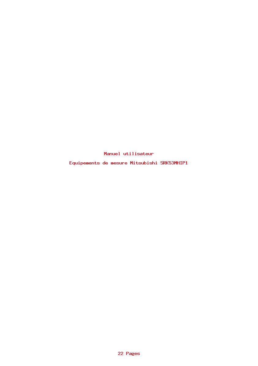 Page 1 de la notice Manuel utilisateur Mitsubishi SRK53MHIP1