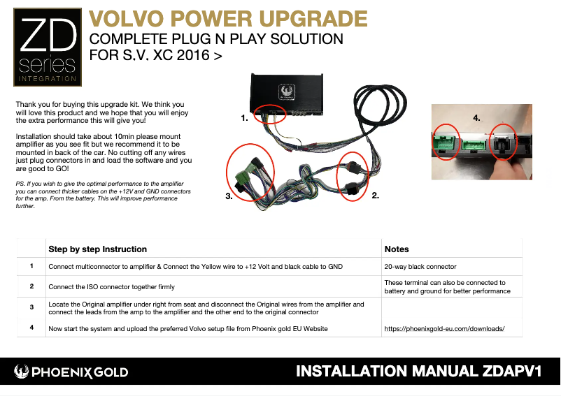 Page 1 de la notice Manuel utilisateur Phoenix Gold ZDAPV1