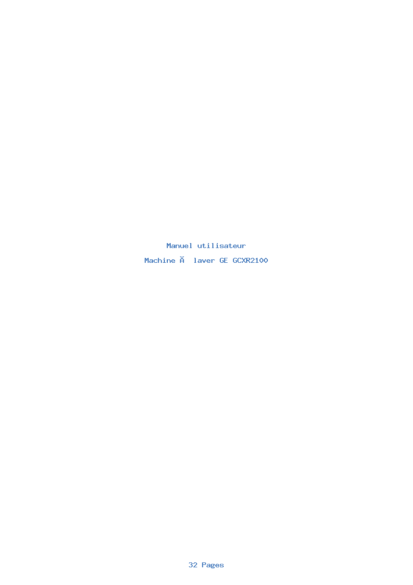Page 1 de la notice Manuel utilisateur GE GCXR2100