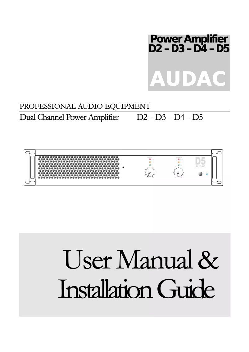 Page 1 de la notice Manuel utilisateur Audac D2