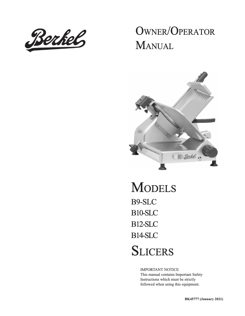 Página 1 del manual Manual de usuario Berkel B9-SLC