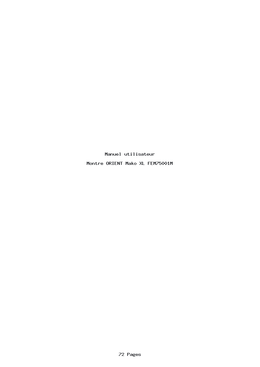 Page 1 de la notice Manuel utilisateur ORIENT Mako XL FEM75001M