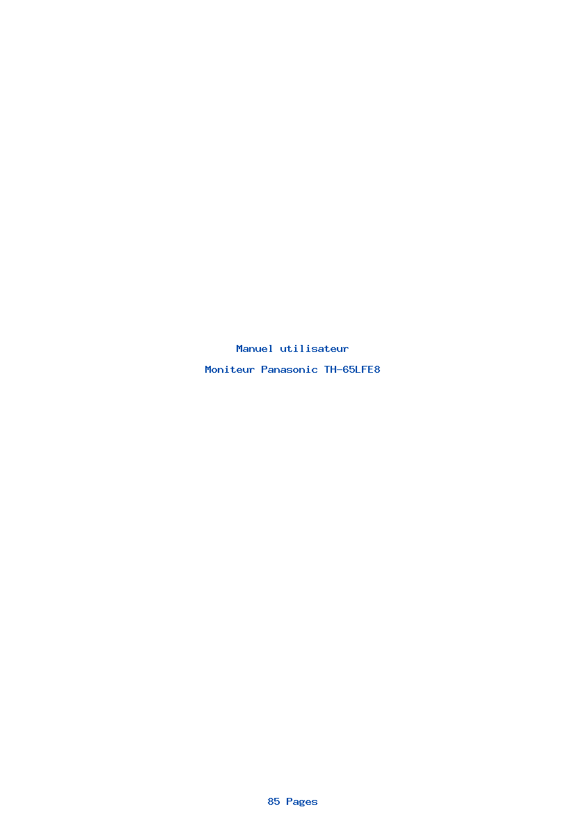 Page 1 de la notice Manuel utilisateur Panasonic TH-65LFE8