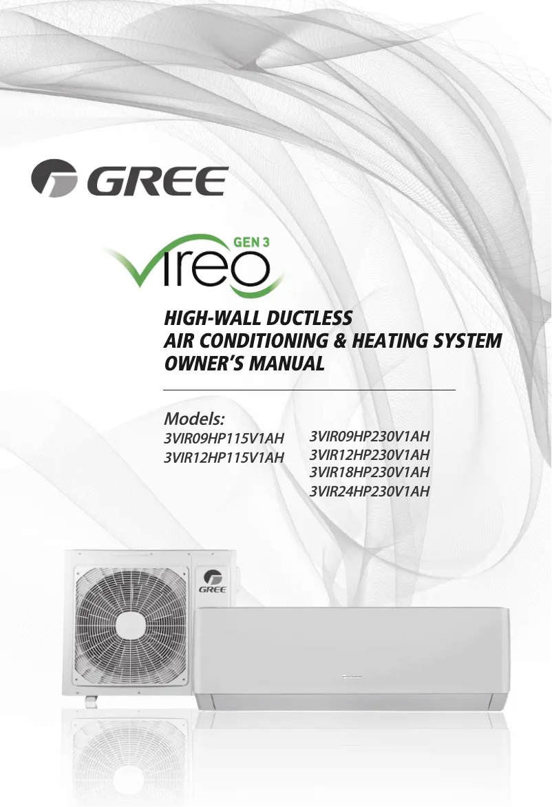 Página 1 del manual Manual de usuario Gree 3VIR18HP230V1AH