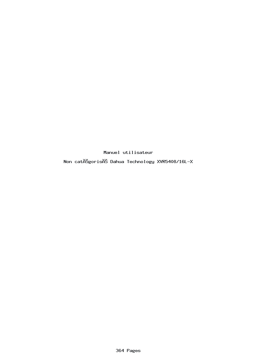 Page 1 de la notice Manuel utilisateur Dahua Technology XVR5408/16L-X