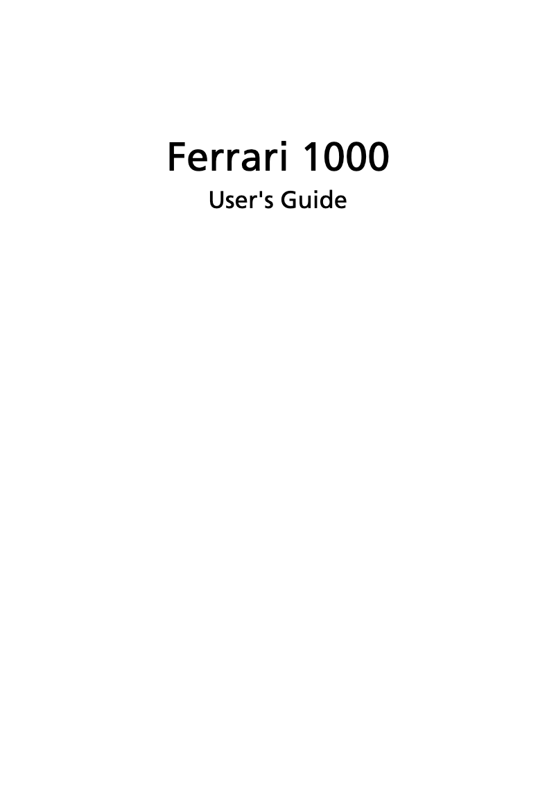 Page 1 de la notice Manuel utilisateur Acer Ferrari 1000