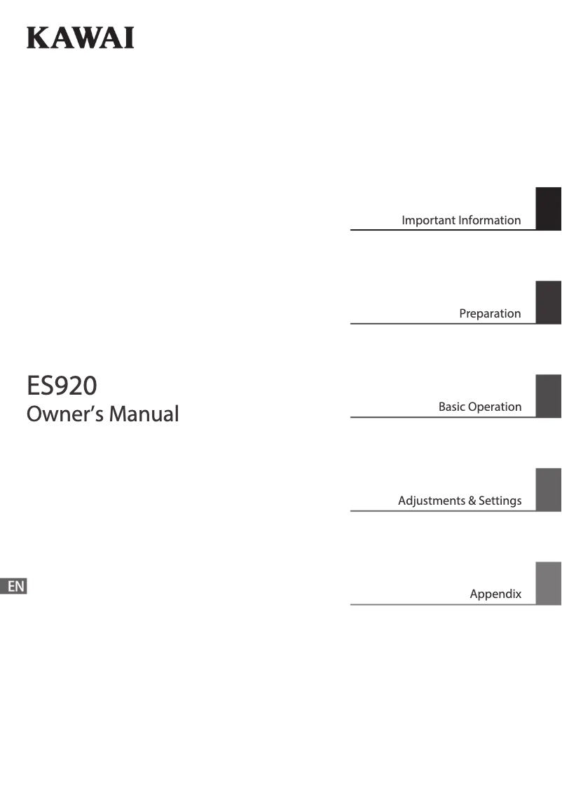 Page 1 de la notice Manuel utilisateur Kawai ES920