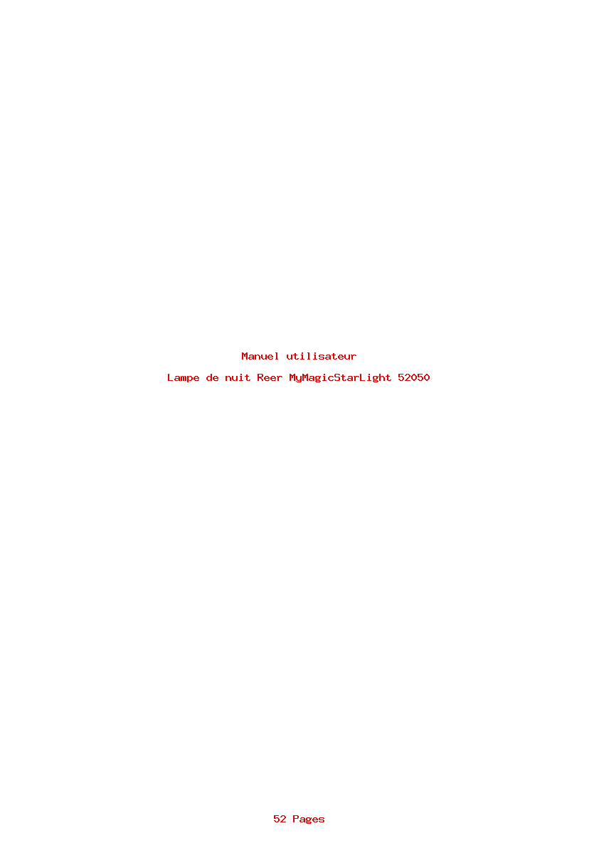Page 1 de la notice Manuel utilisateur Reer MyMagicStarLight 52050