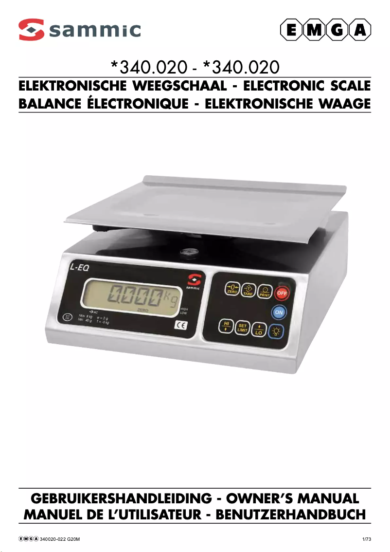 Page 1 de la notice Manuel utilisateur Sammic 340022