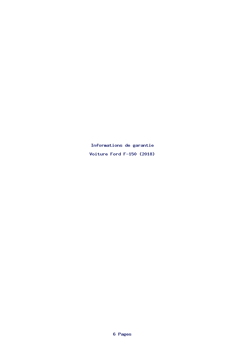 Page 1 de la notice Informations de garantie Ford F-150 (2018)