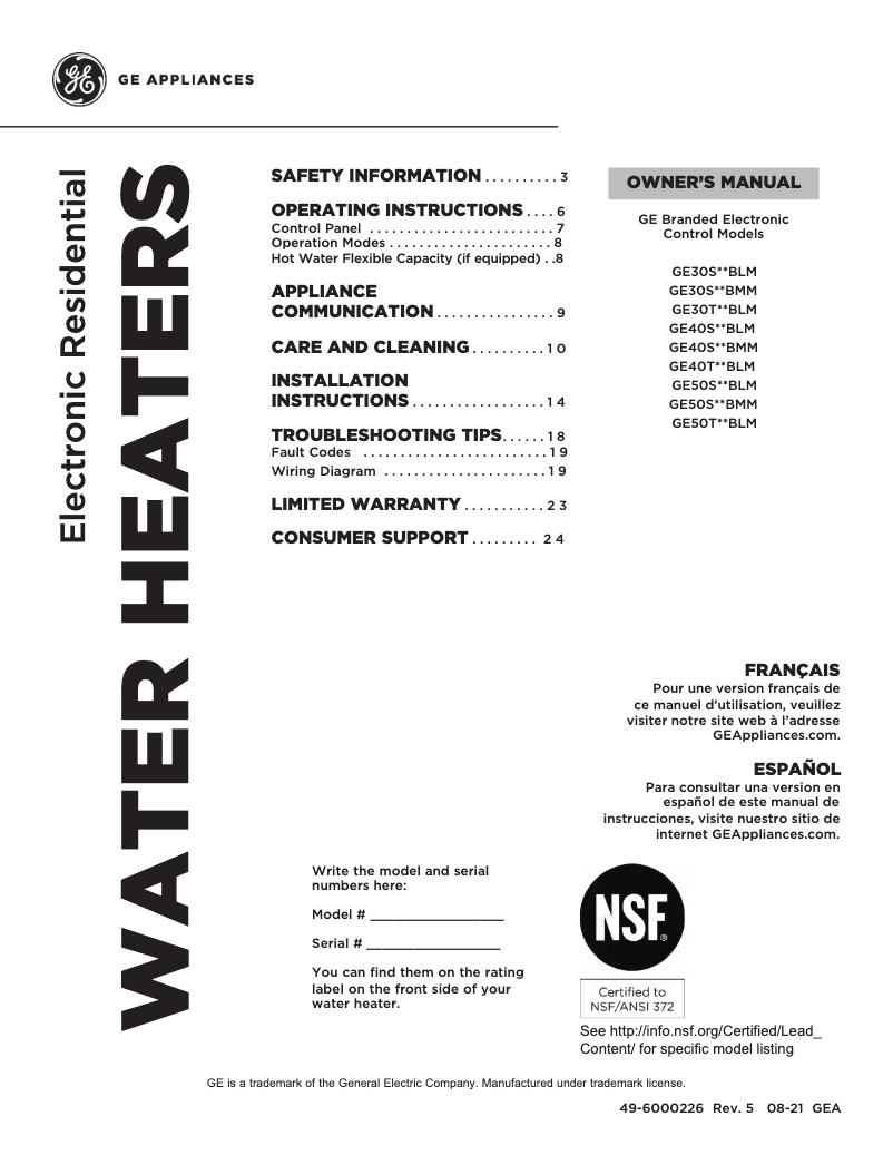 Page 1 of the manual Use and Maintenance Manual GE GE40S12BLM