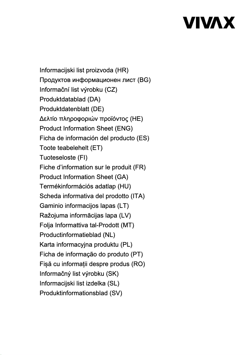 Page 1 de la notice Fiche technique Vivax WTL-120715B
