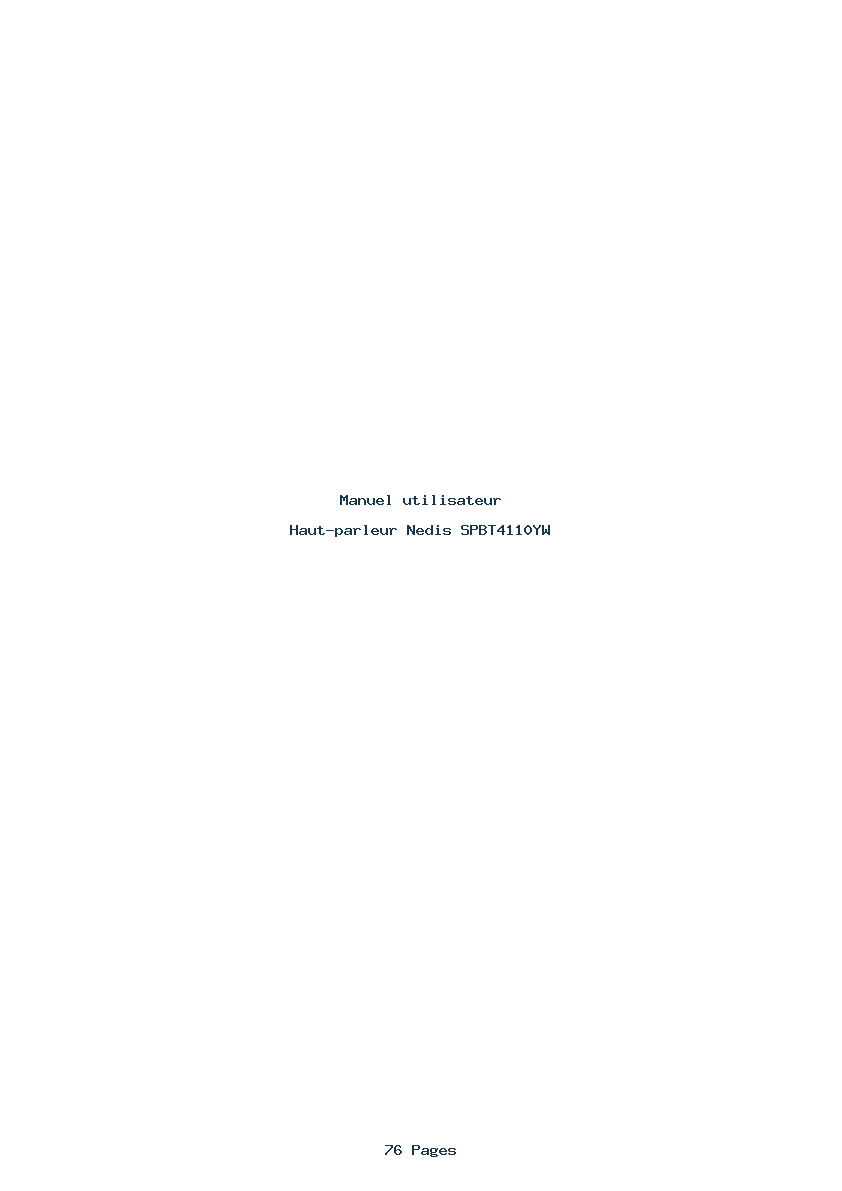 Page 1 de la notice Manuel utilisateur Nedis SPBT4110YW