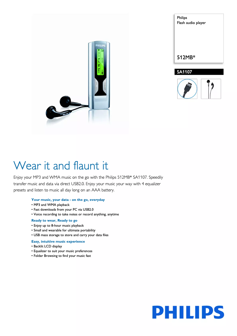 Page n°1 - Brochure Philips SA1107