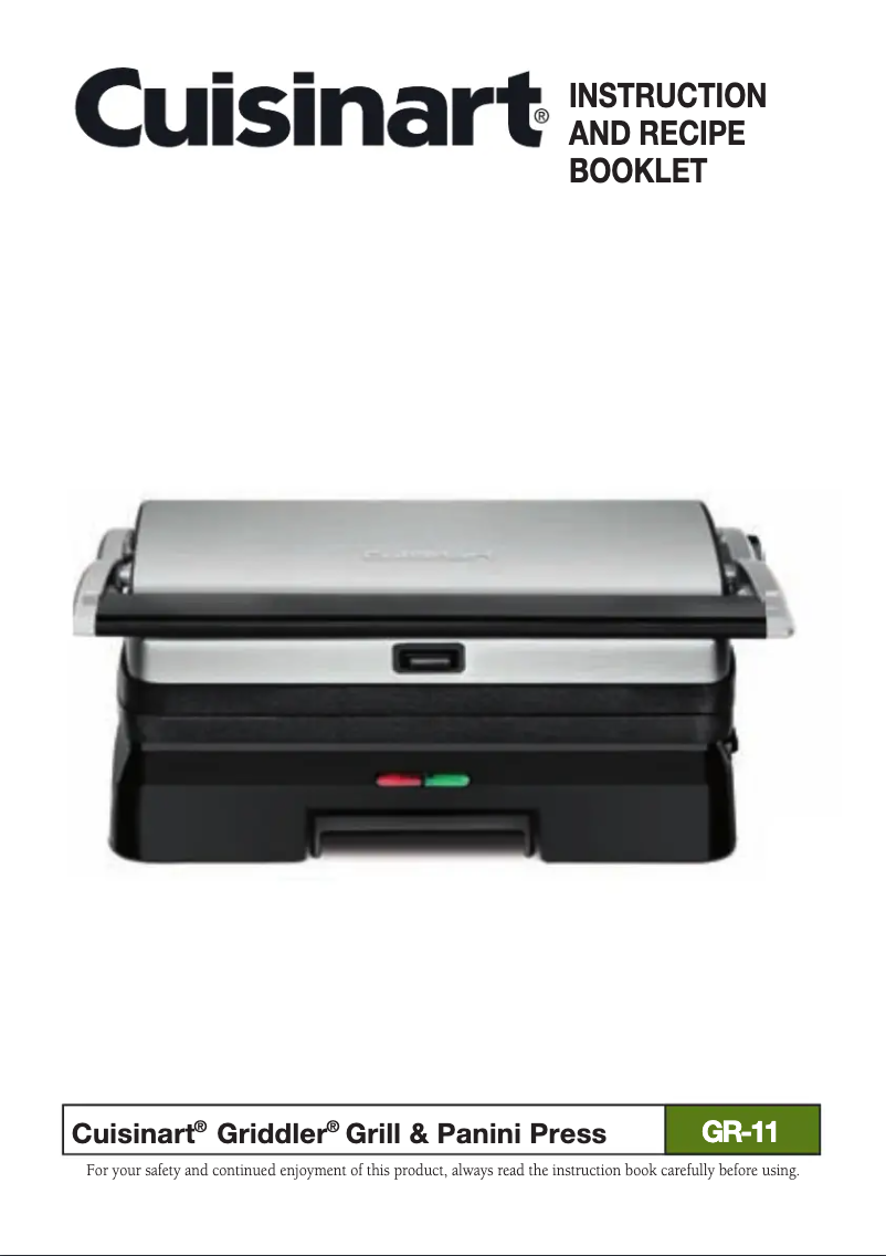 Page 1 de la notice Manuel utilisateur Cuisinart Griddler GR-11