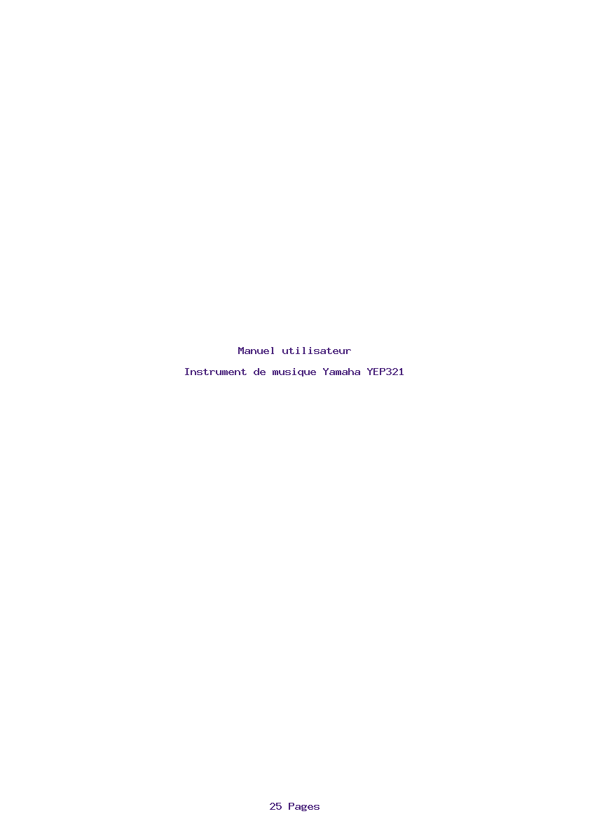 Page 1 de la notice Manuel utilisateur Yamaha YEP321